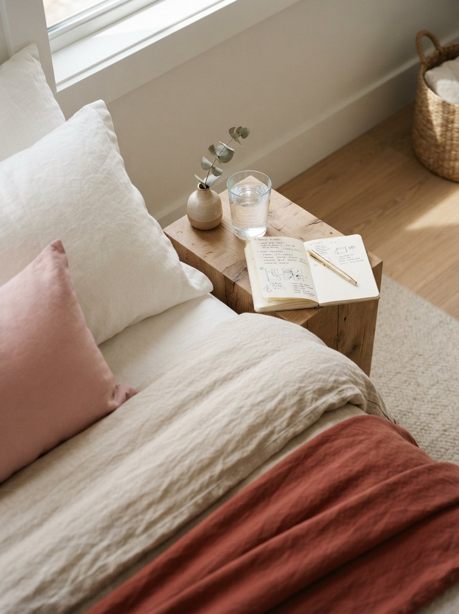 Flat lay of simple morning routine essentials