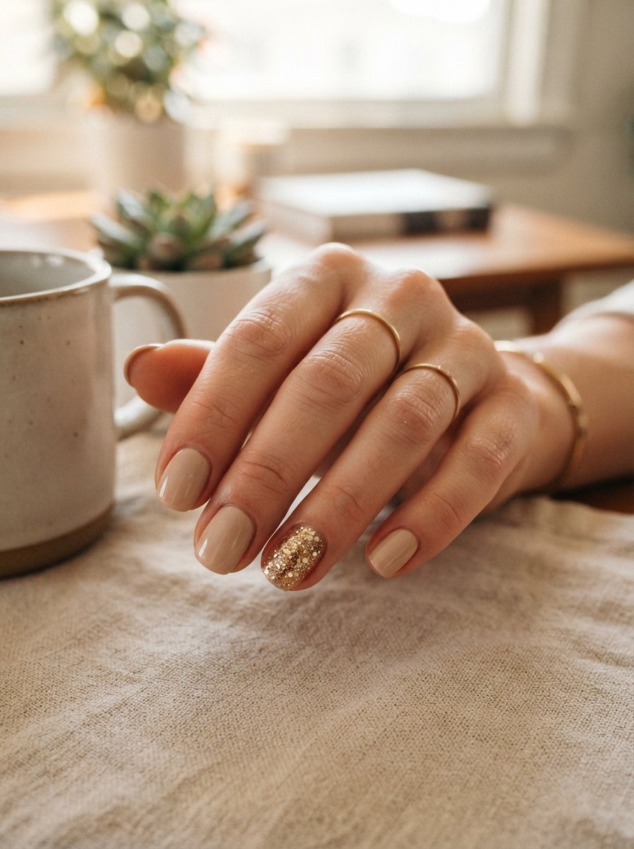 Hand with gold accent nail