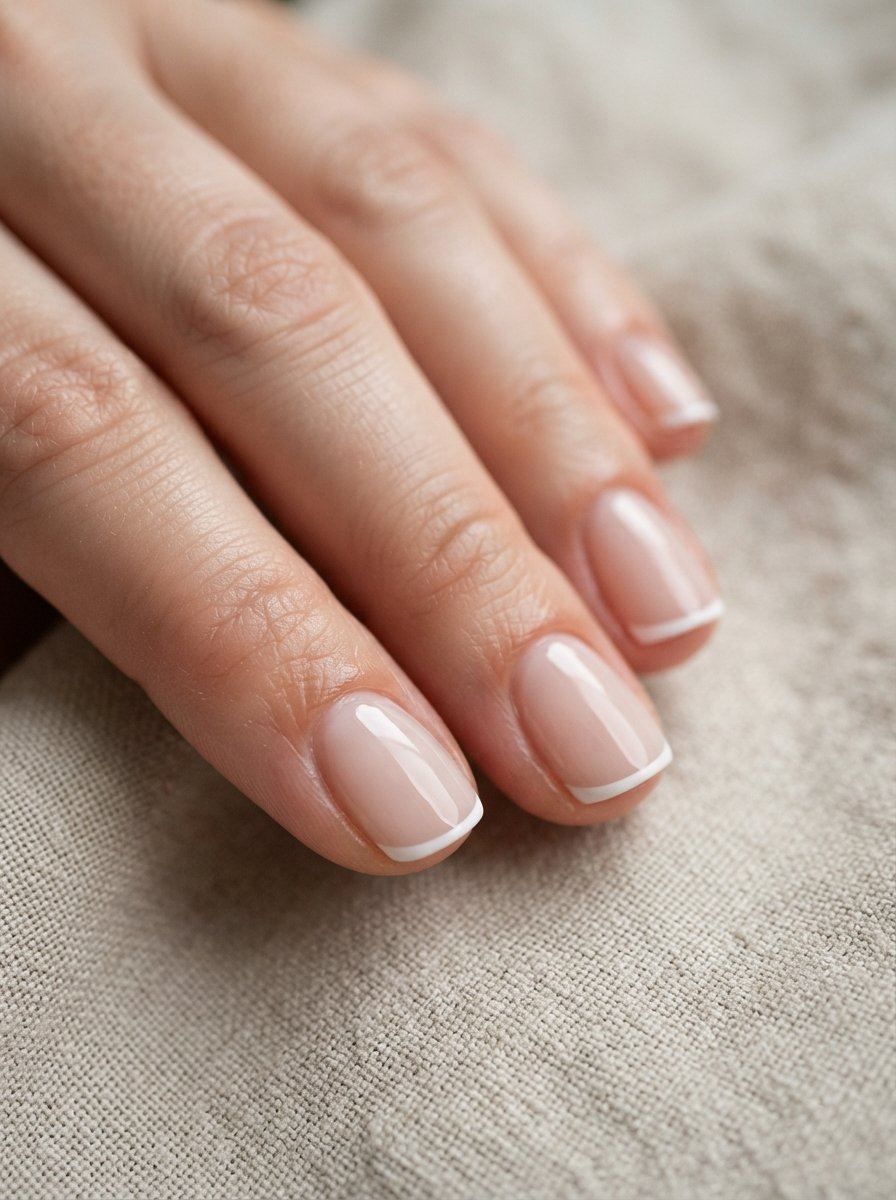 Micro French tip short nails