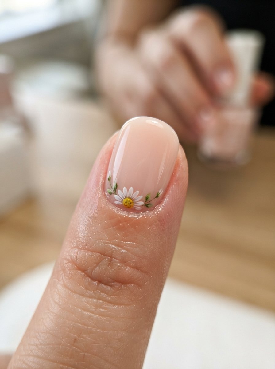 Micro floral hand-painted nail art