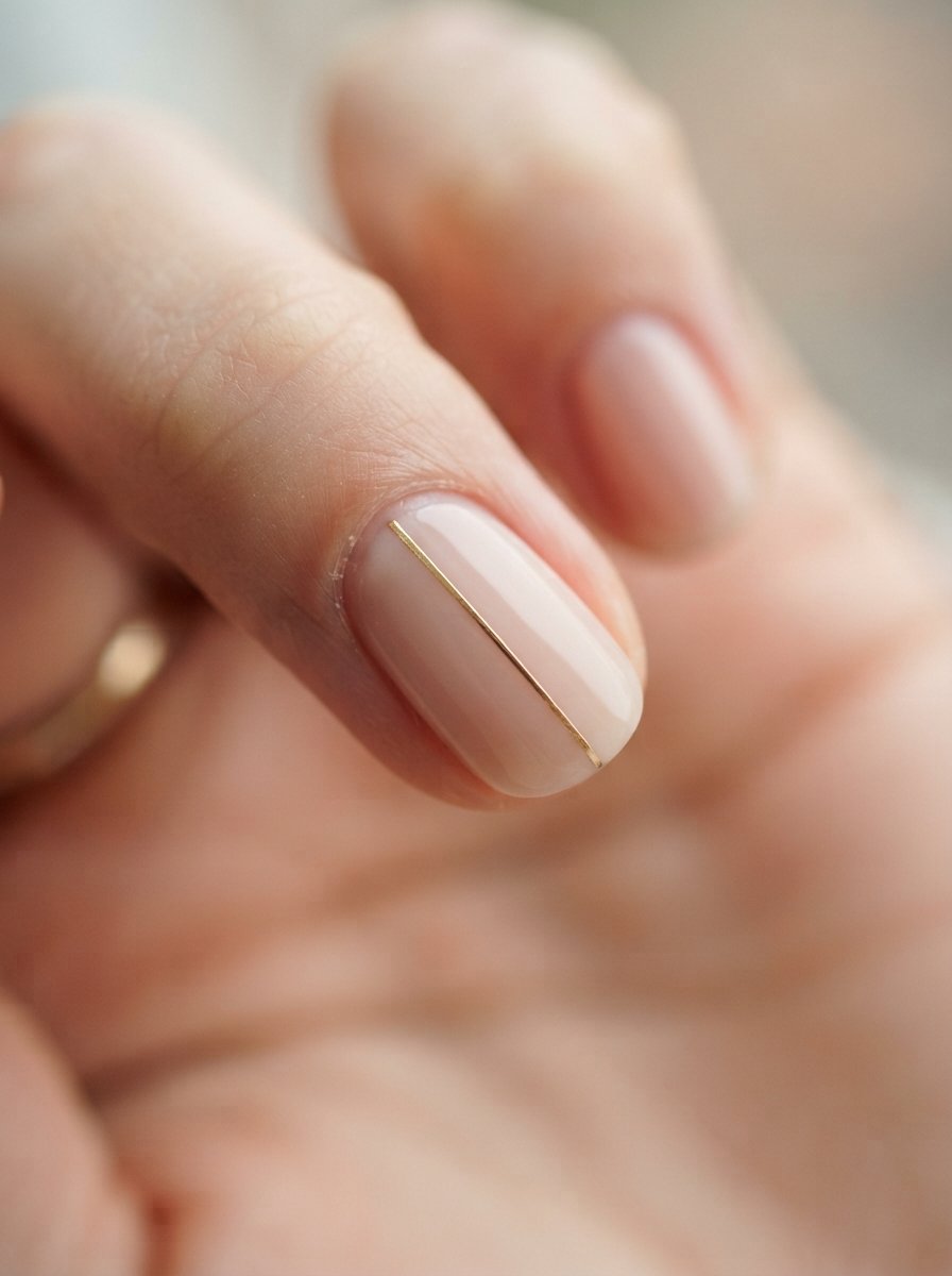 Minimalist gold line nail art