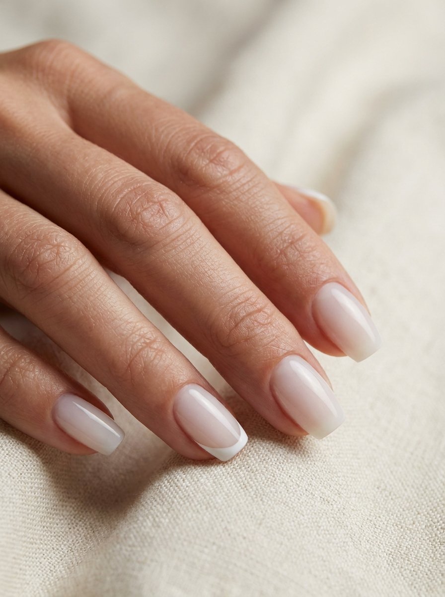 Sheer milky white coconut manicure