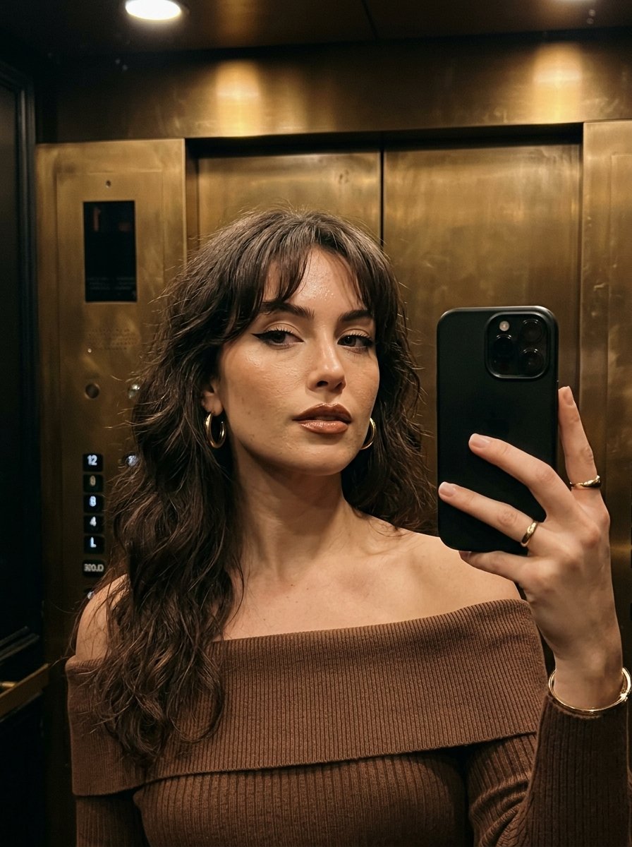 Effortless wavy hairstyle with soft face-framing layers